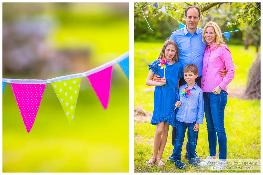 Familienbilder Fotograf Hofheim Streuobstwiese Wimpelkette